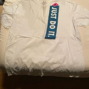 Nike White Tee with Blue Graphic